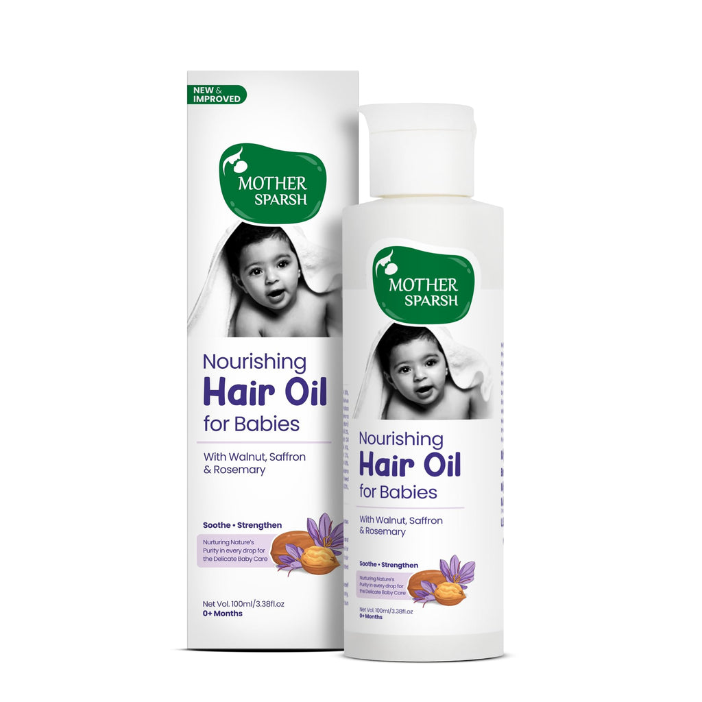 Mother Sparsh Ayurvedic Baby Hair Oil with 21 Herbs & Oils for Babys Tender Scalp & Hair 100 ML