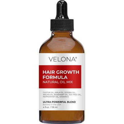 velona Hair Growth Formula - 4 oz | Castor Amla Jojoba Argan Rosemary Peppermint Tea Tree Oils Vitamin E | Natural Mix with Organic Carrier and Essential Oils