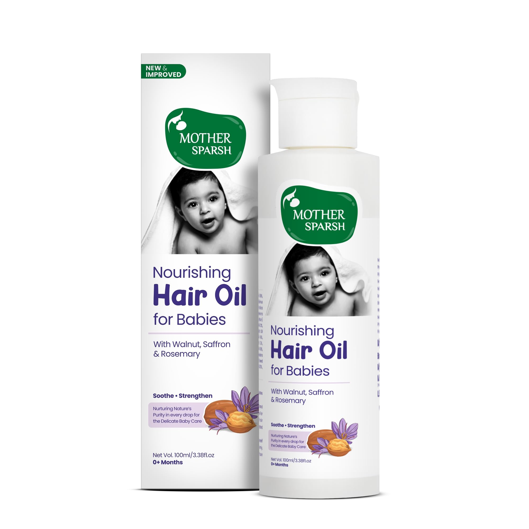 Mother Sparsh Ayurvedic Baby Hair Oil with 21 Herbs & Oils for Babys Tender Scalp & Hair 100 ML