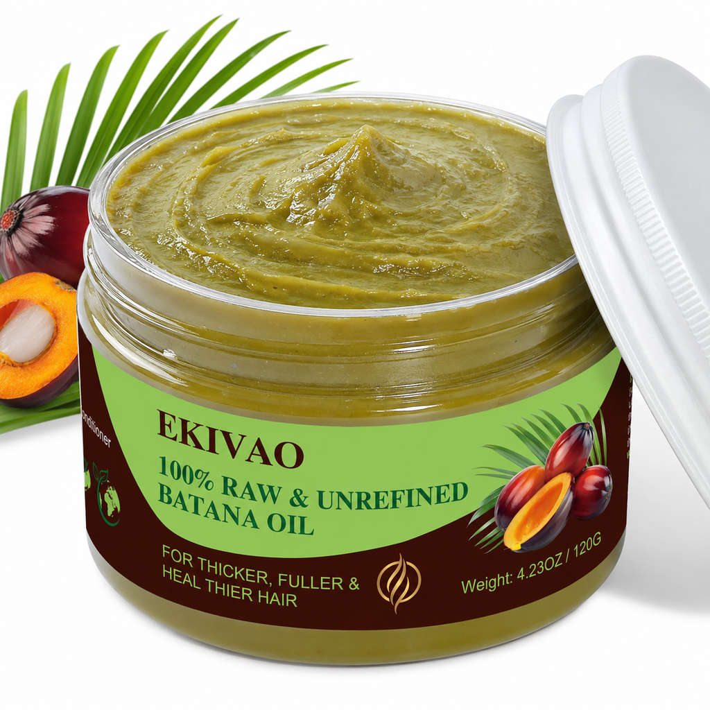 EKIVAO raw batana oil open jar with lid